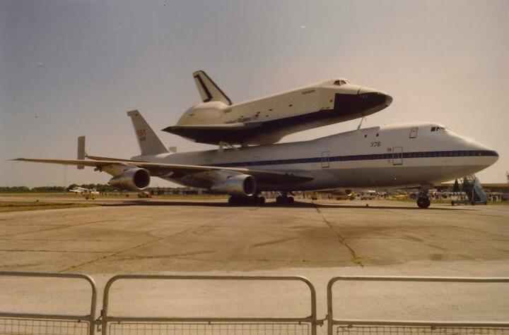 Shuttle atop a 747