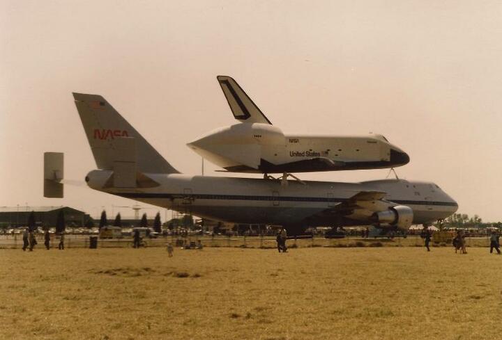 Long shot of Space Shuttle Enterprise